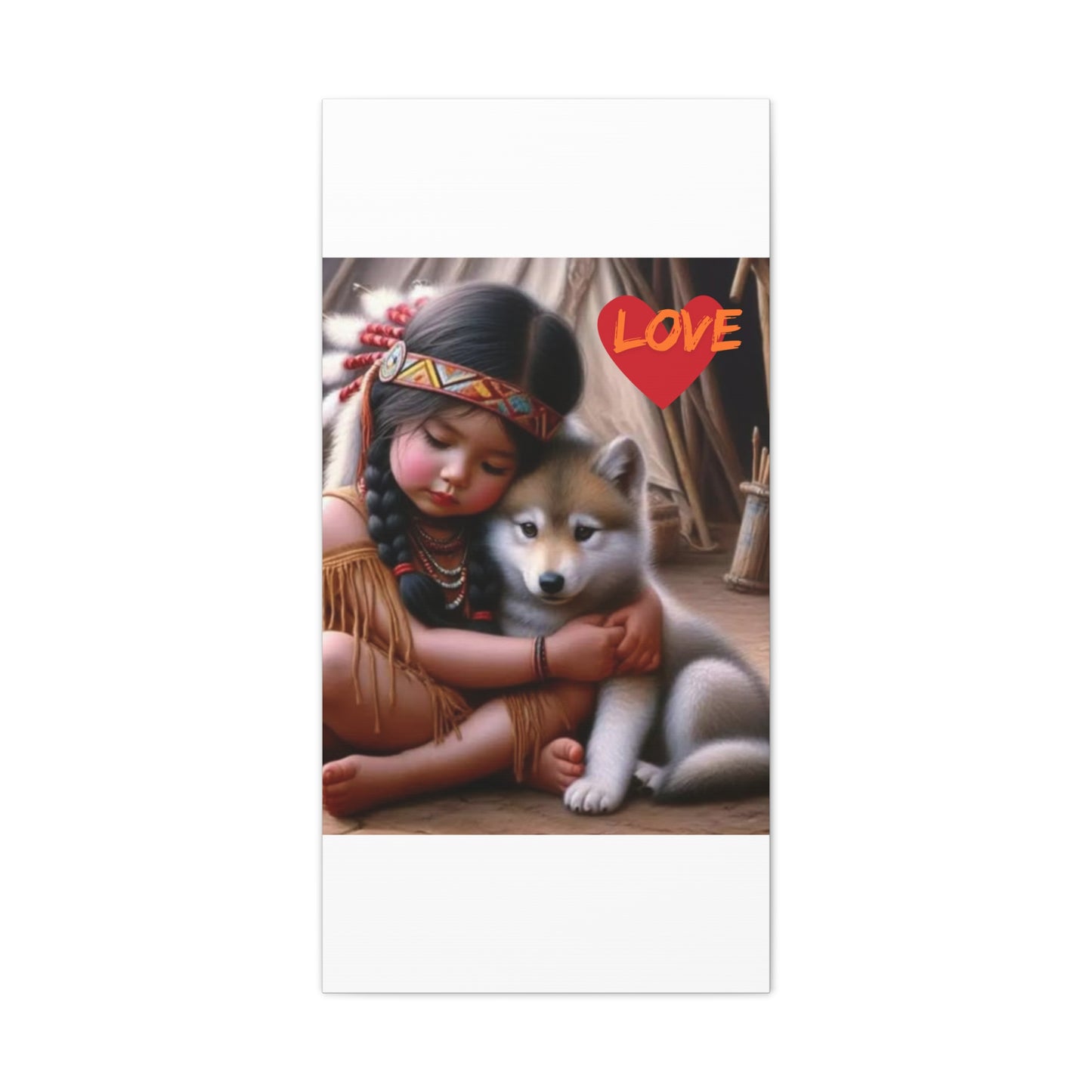 Classic Canvas design wolf puppy indian forest print