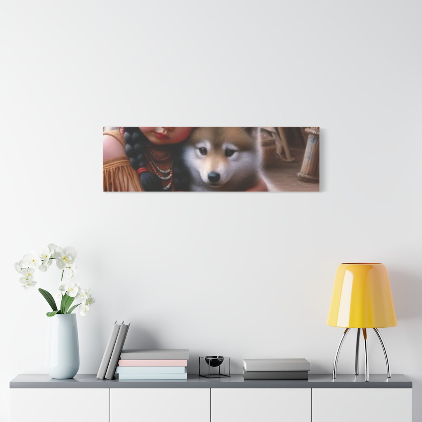 Classic Canvas design wolf puppy indian forest print