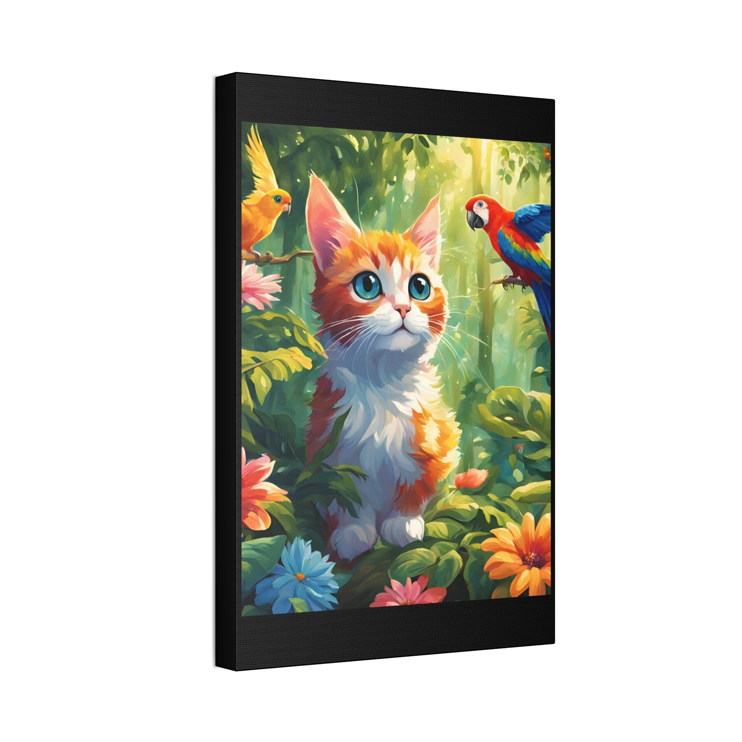 Canvas Stretched, 1.5'' cat parrot flower nature canvas poster