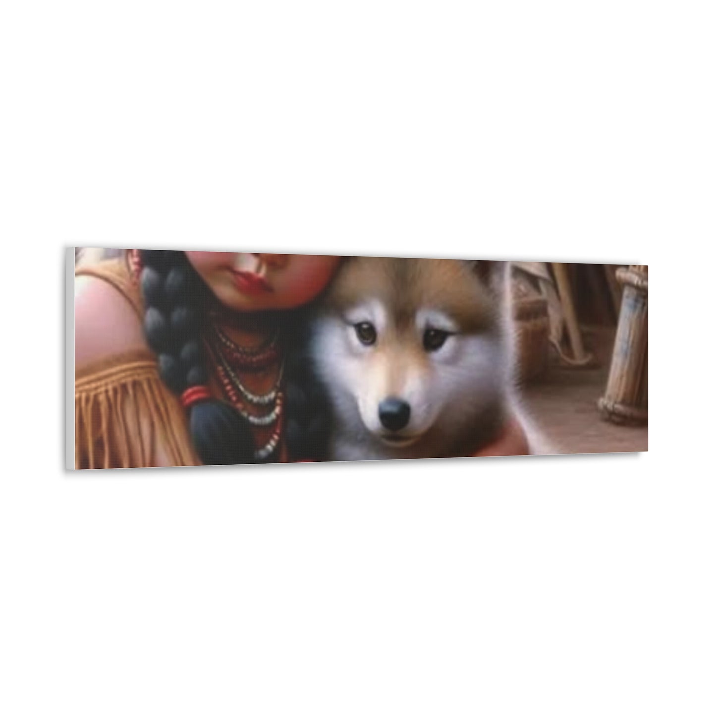 Classic Canvas design wolf puppy indian forest print