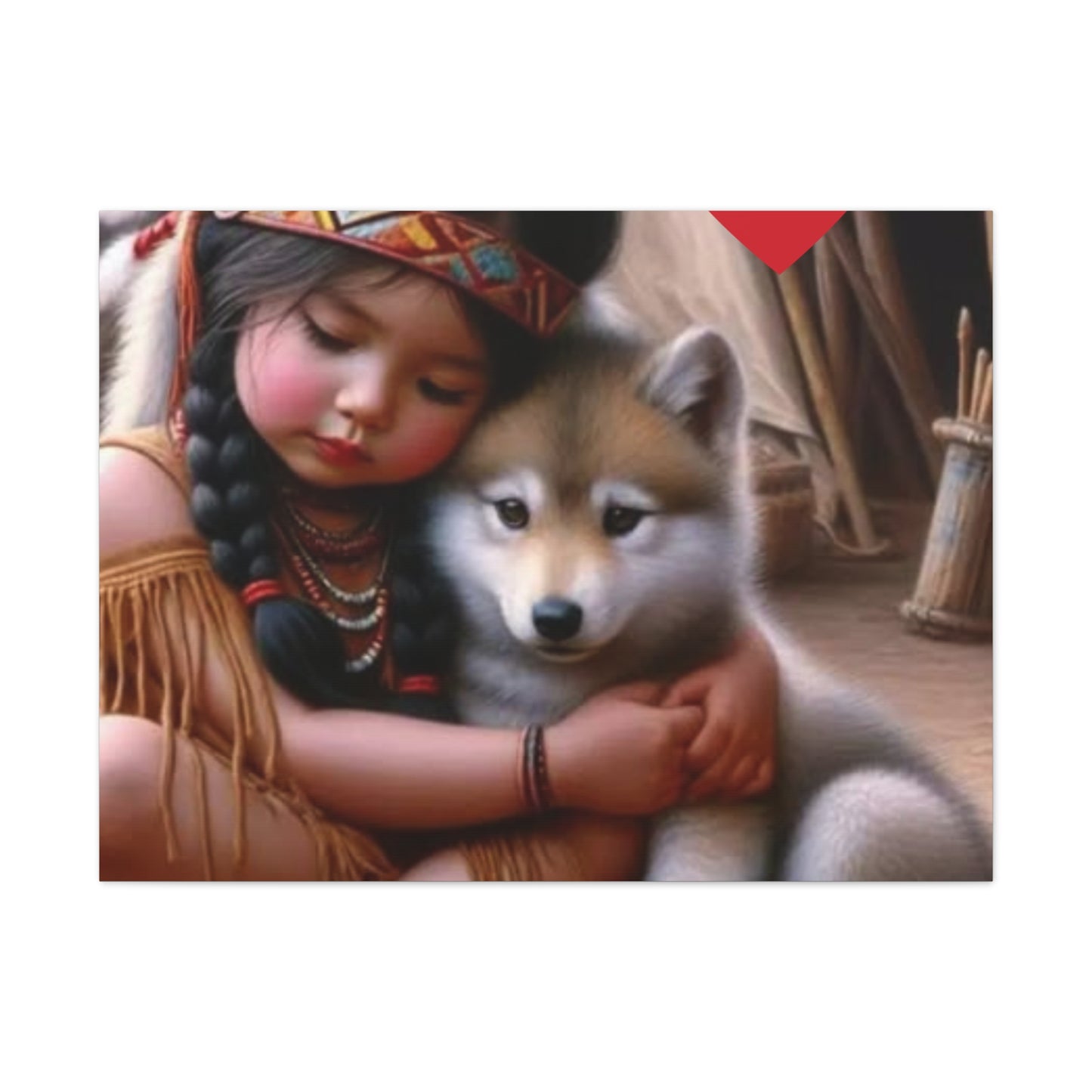 Classic Canvas design wolf puppy indian forest print