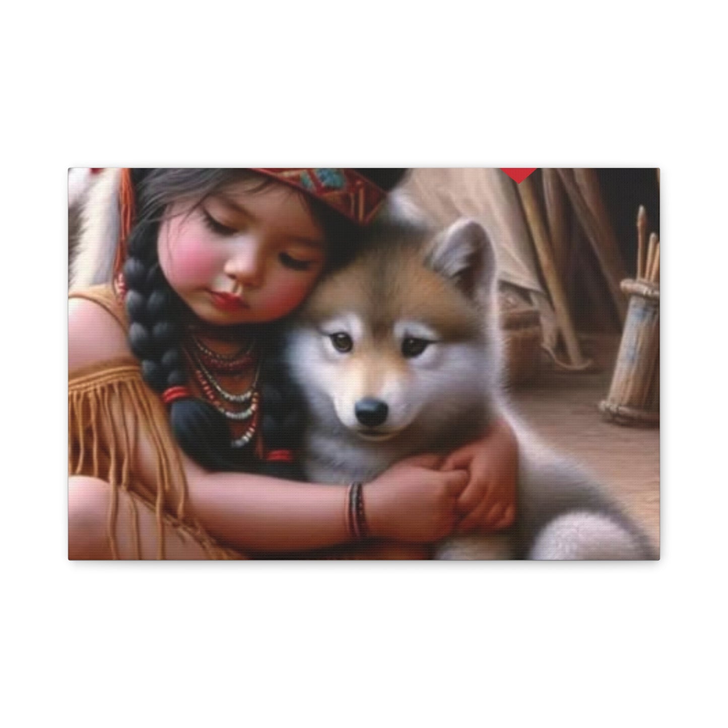 Classic Canvas design wolf puppy indian forest print