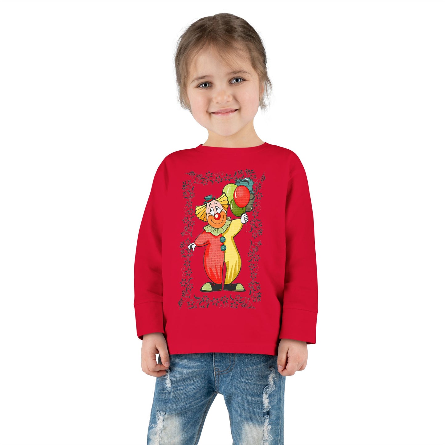 Toddler Long Sleeve Tee bambini clown palloncini colorati