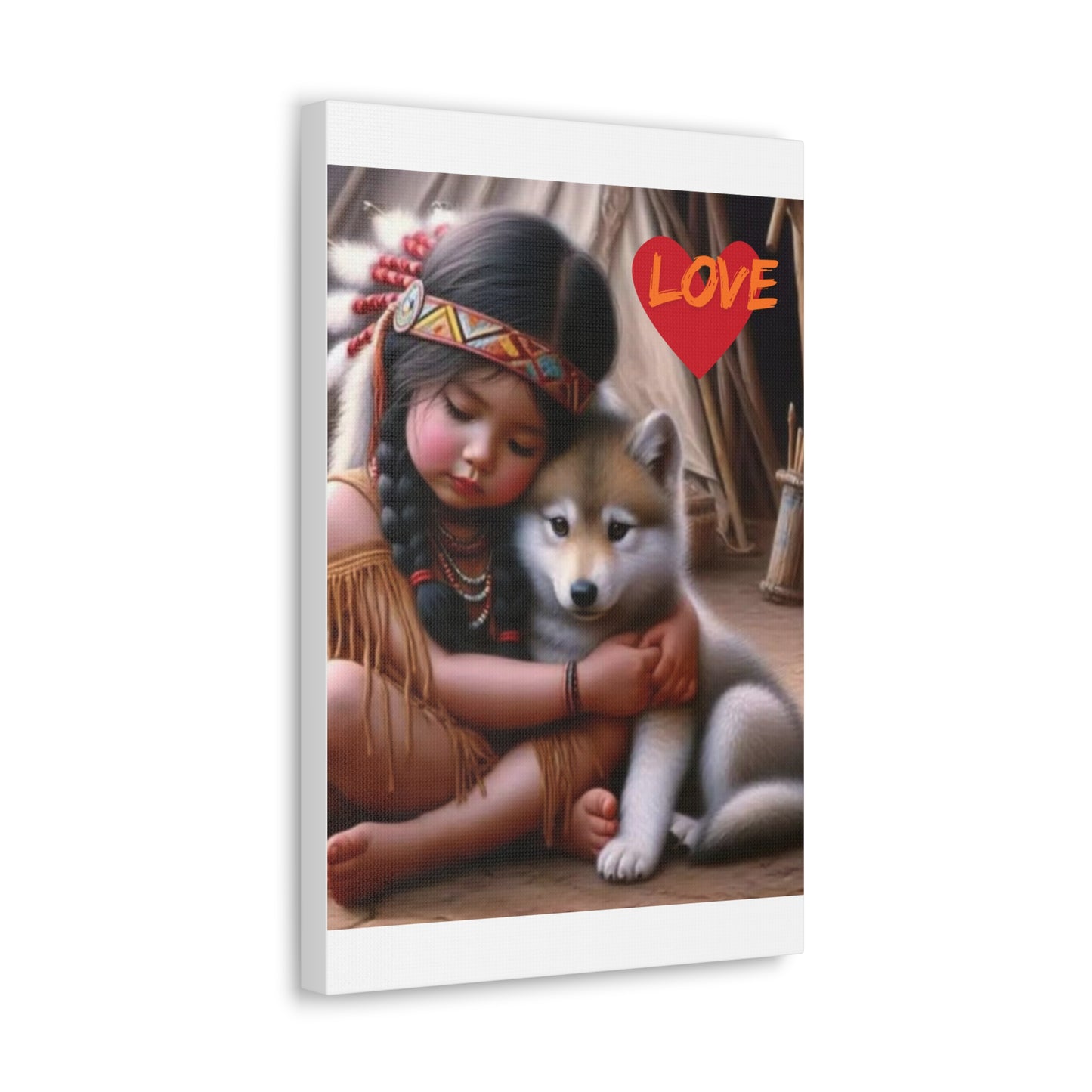 Classic Canvas design wolf puppy indian forest print