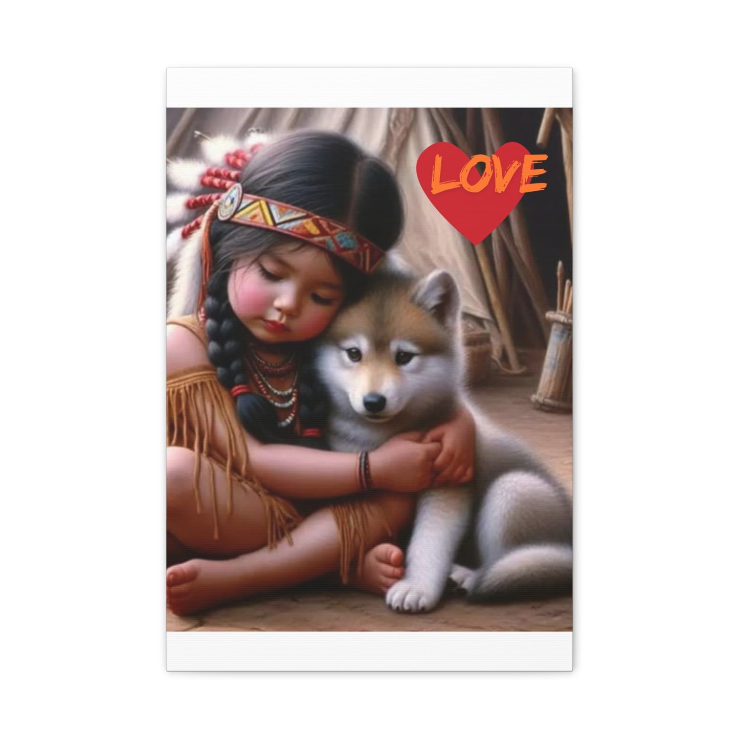 Classic Canvas design wolf puppy indian forest print