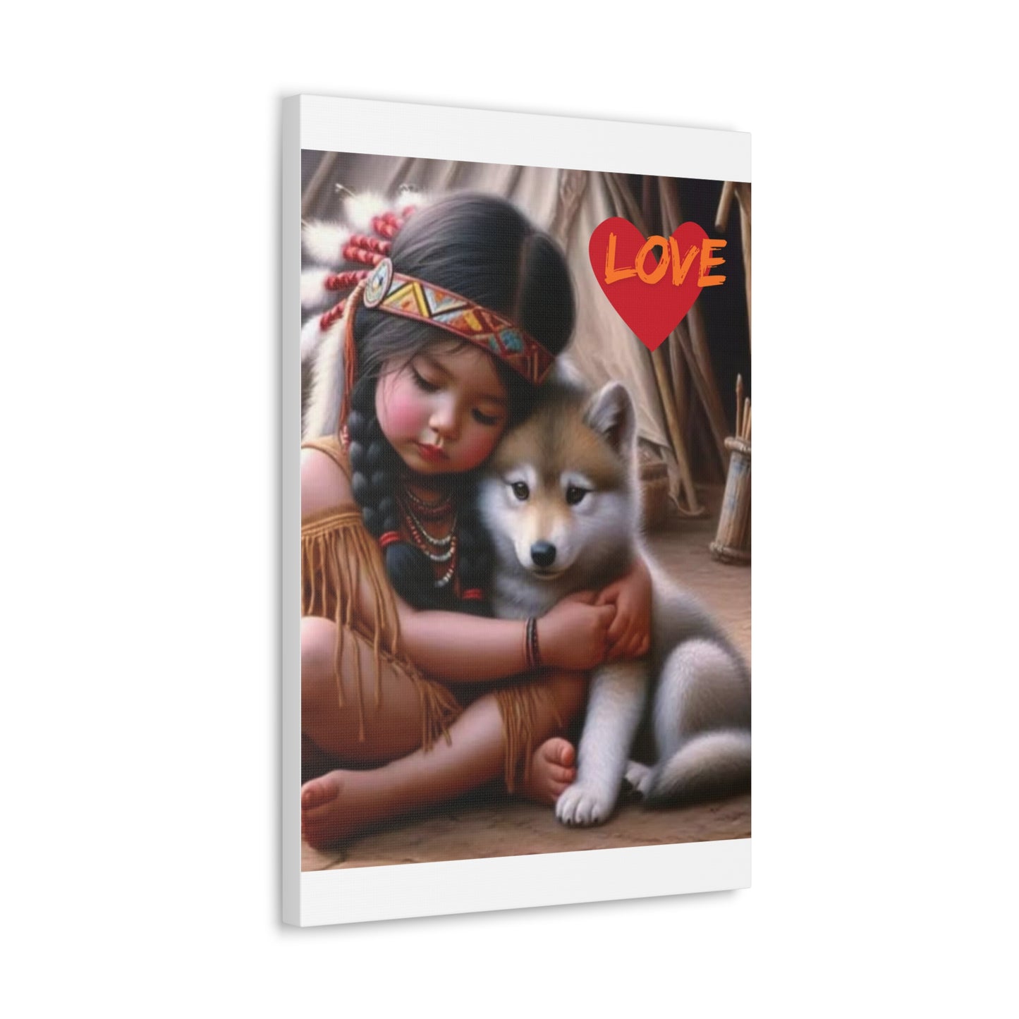 Classic Canvas design wolf puppy indian forest print