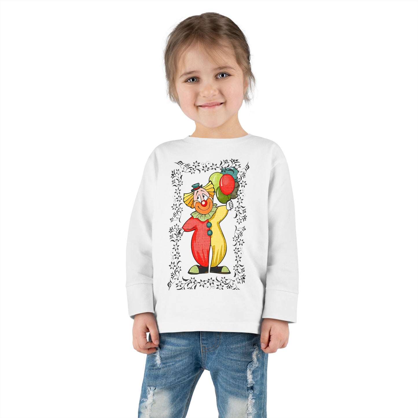 Toddler Long Sleeve Tee bambini clown palloncini colorati