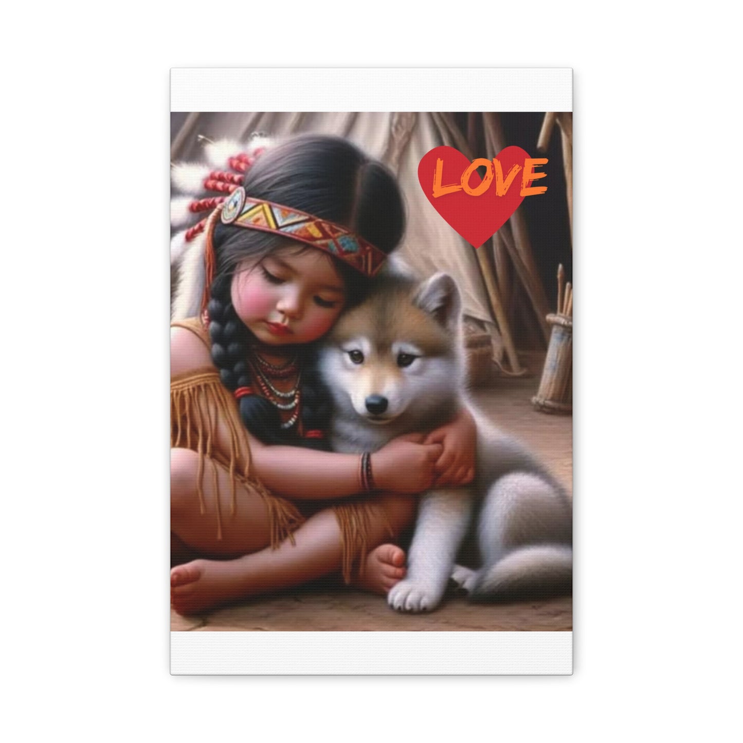 Classic Canvas design wolf puppy indian forest print