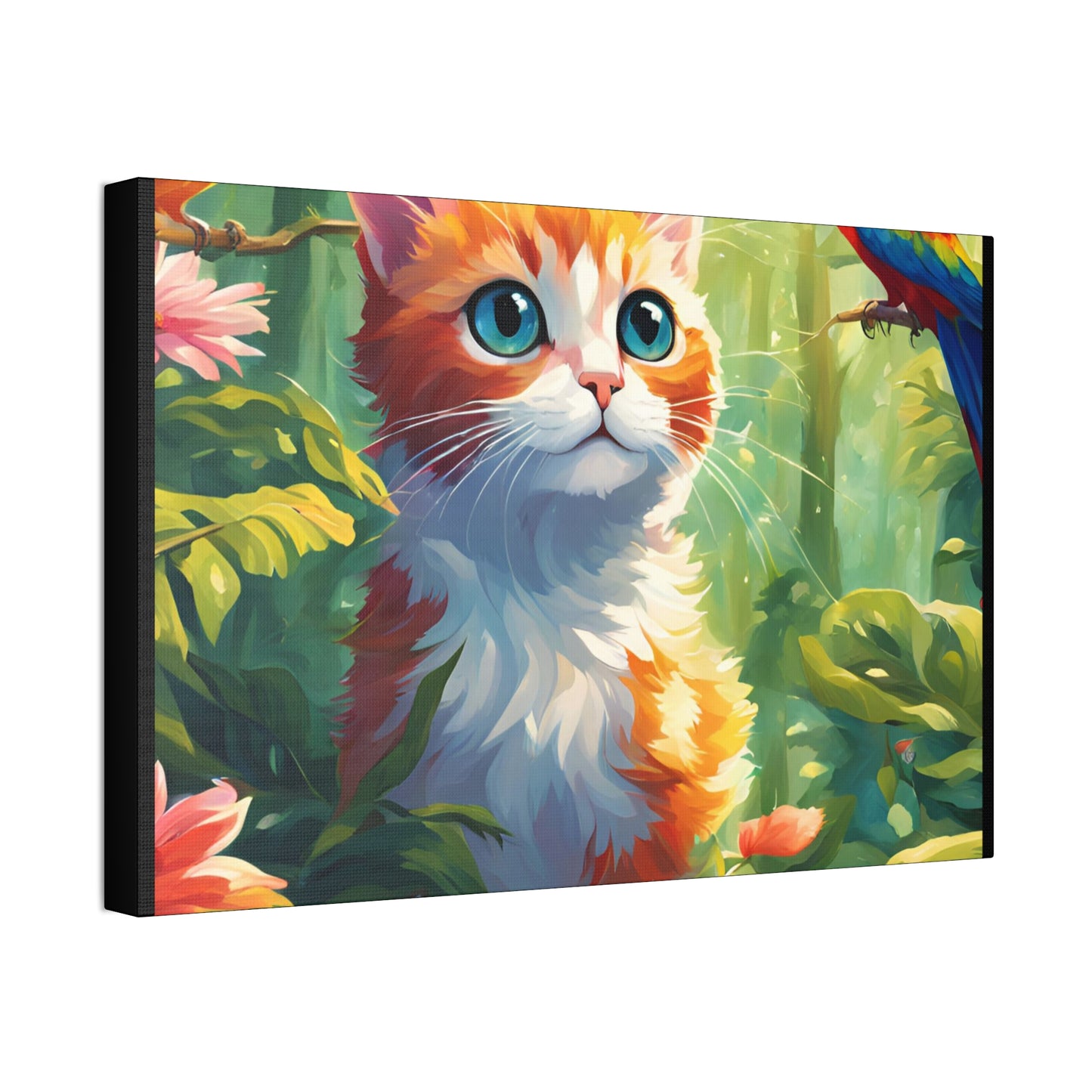 Canvas Stretched, 1.5'' cat parrot flower nature canvas poster