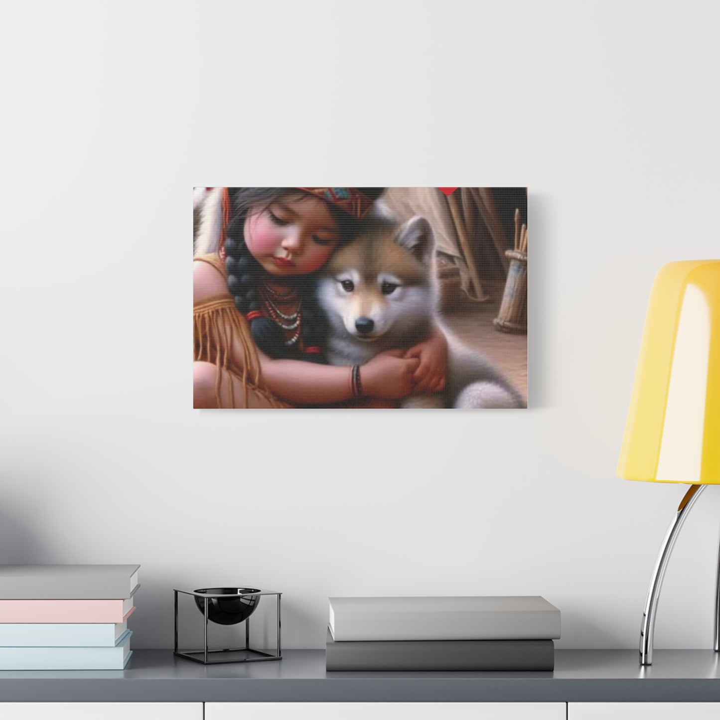 Classic Canvas design wolf puppy indian forest print