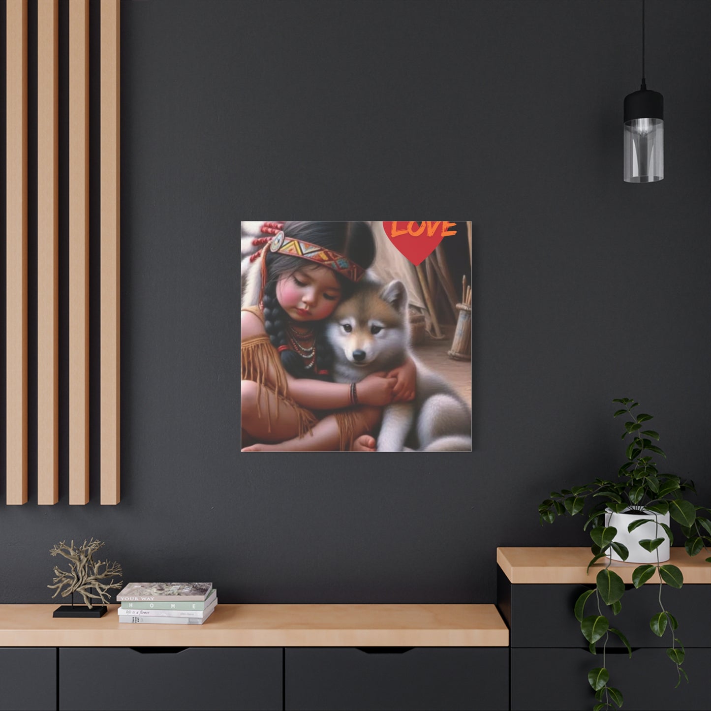 Classic Canvas design wolf puppy indian forest print