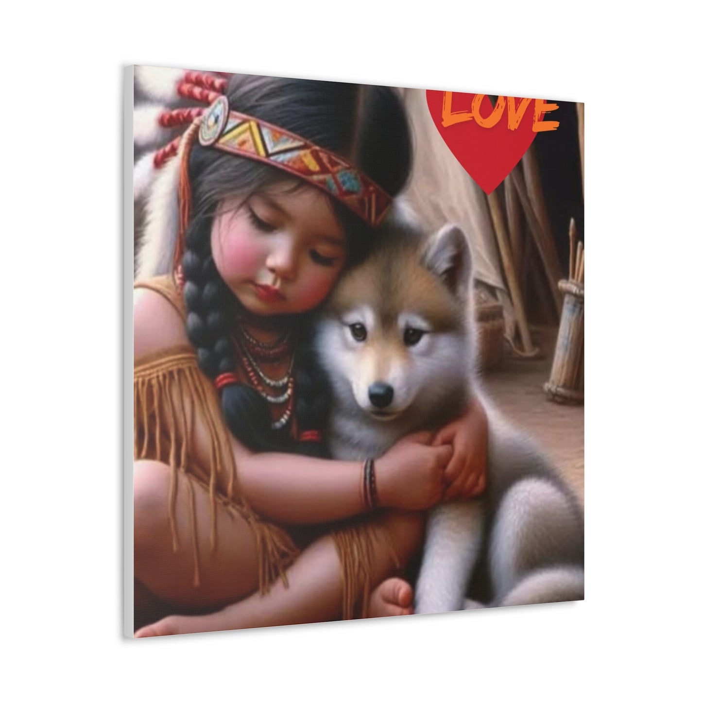 Classic Canvas design wolf puppy indian forest print