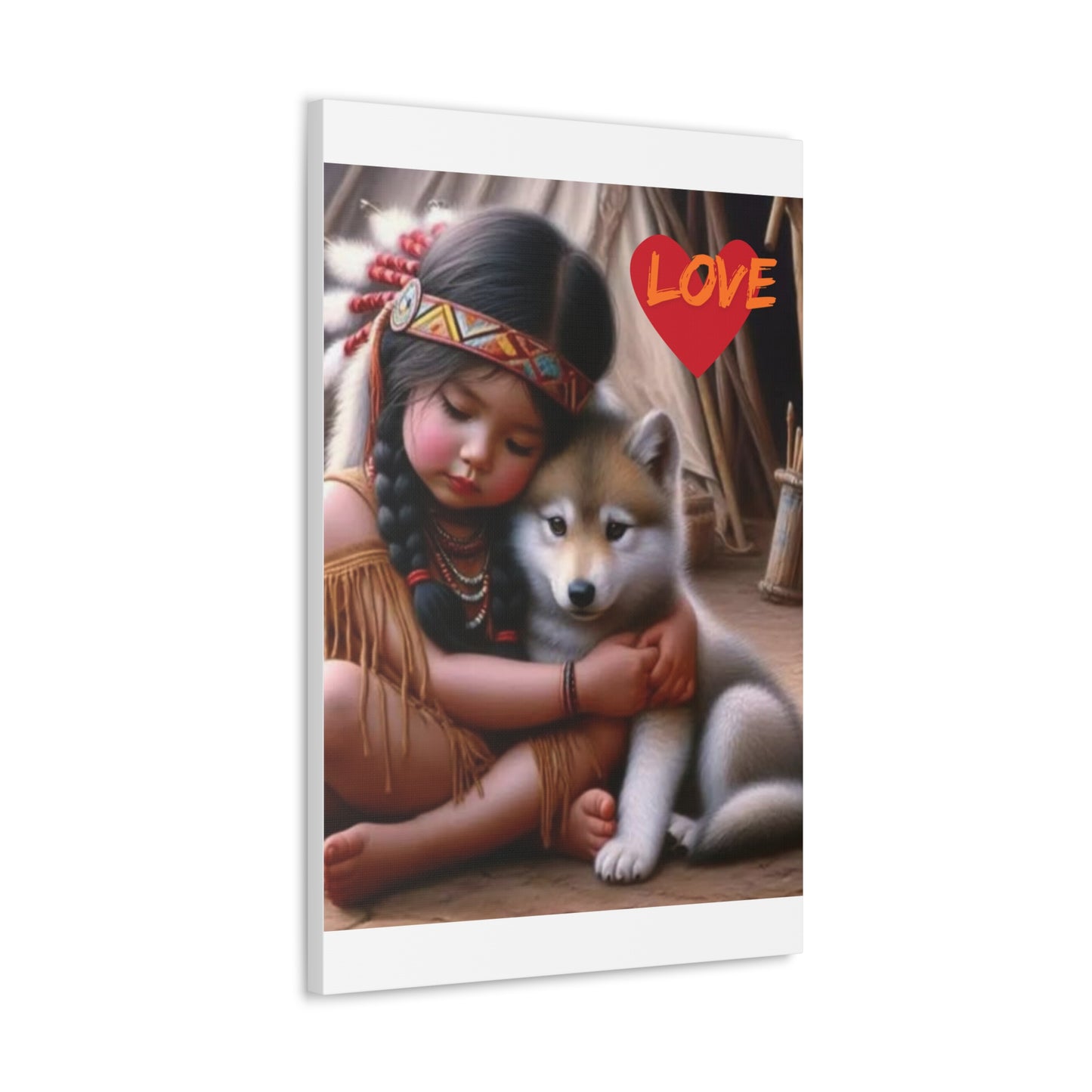 Classic Canvas design wolf puppy indian forest print