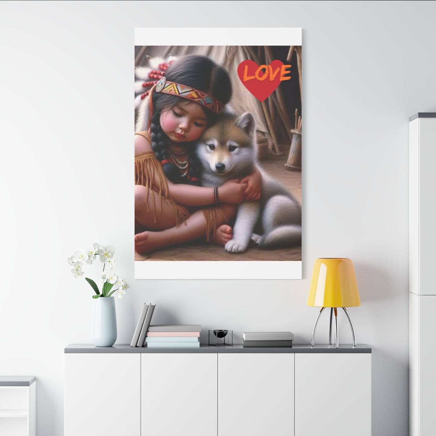 Classic Canvas design wolf puppy indian forest print