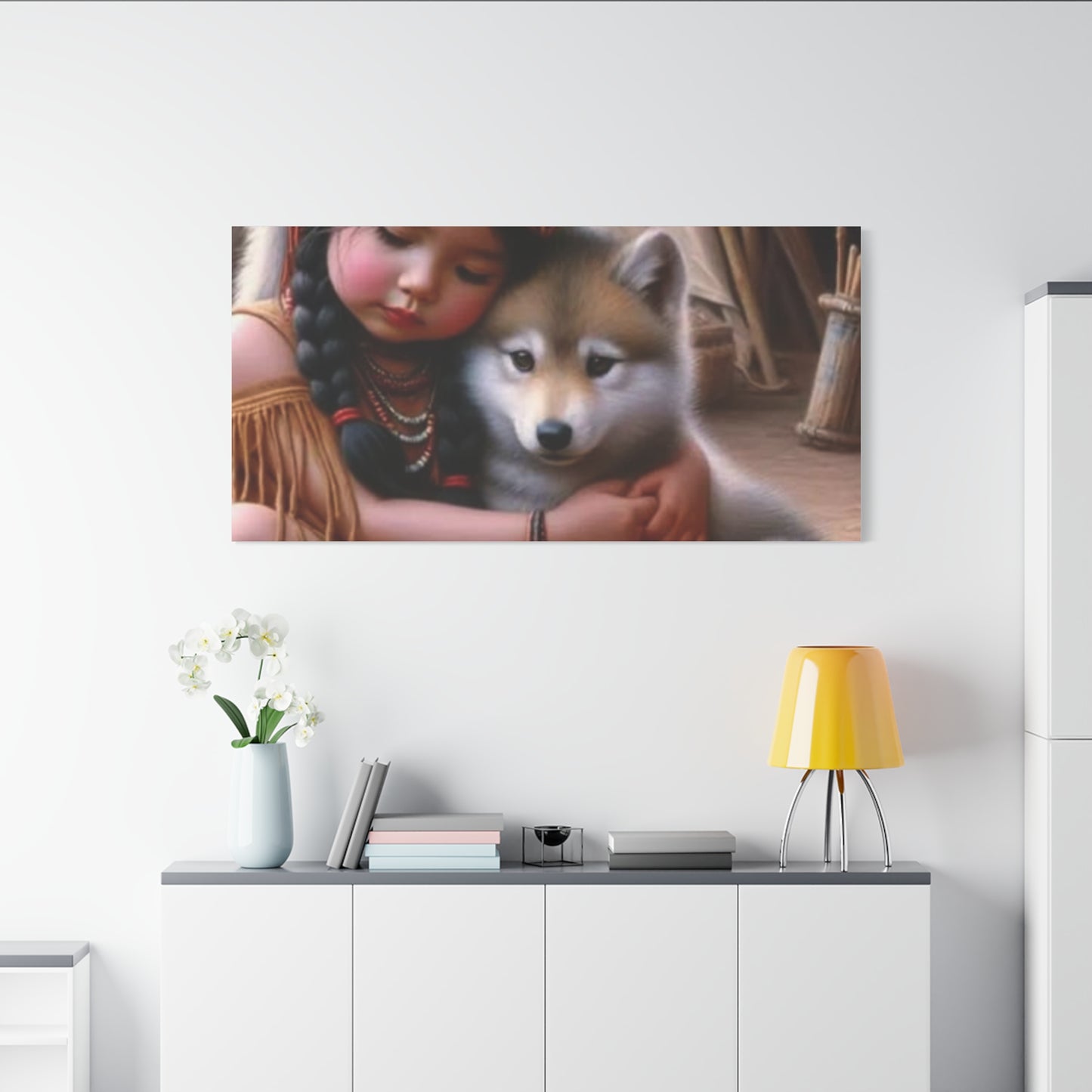 Classic Canvas design wolf puppy indian forest print