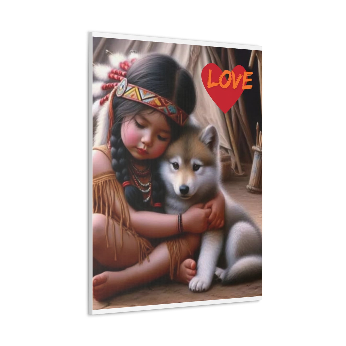 Classic Canvas design wolf puppy indian forest print