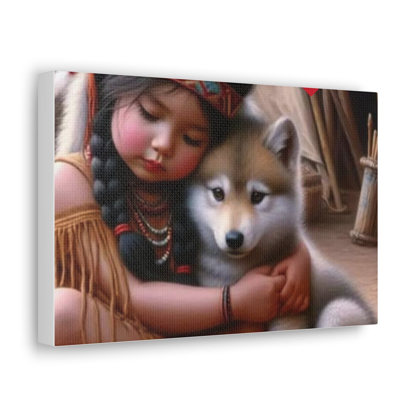 Classic Canvas design wolf puppy indian forest print