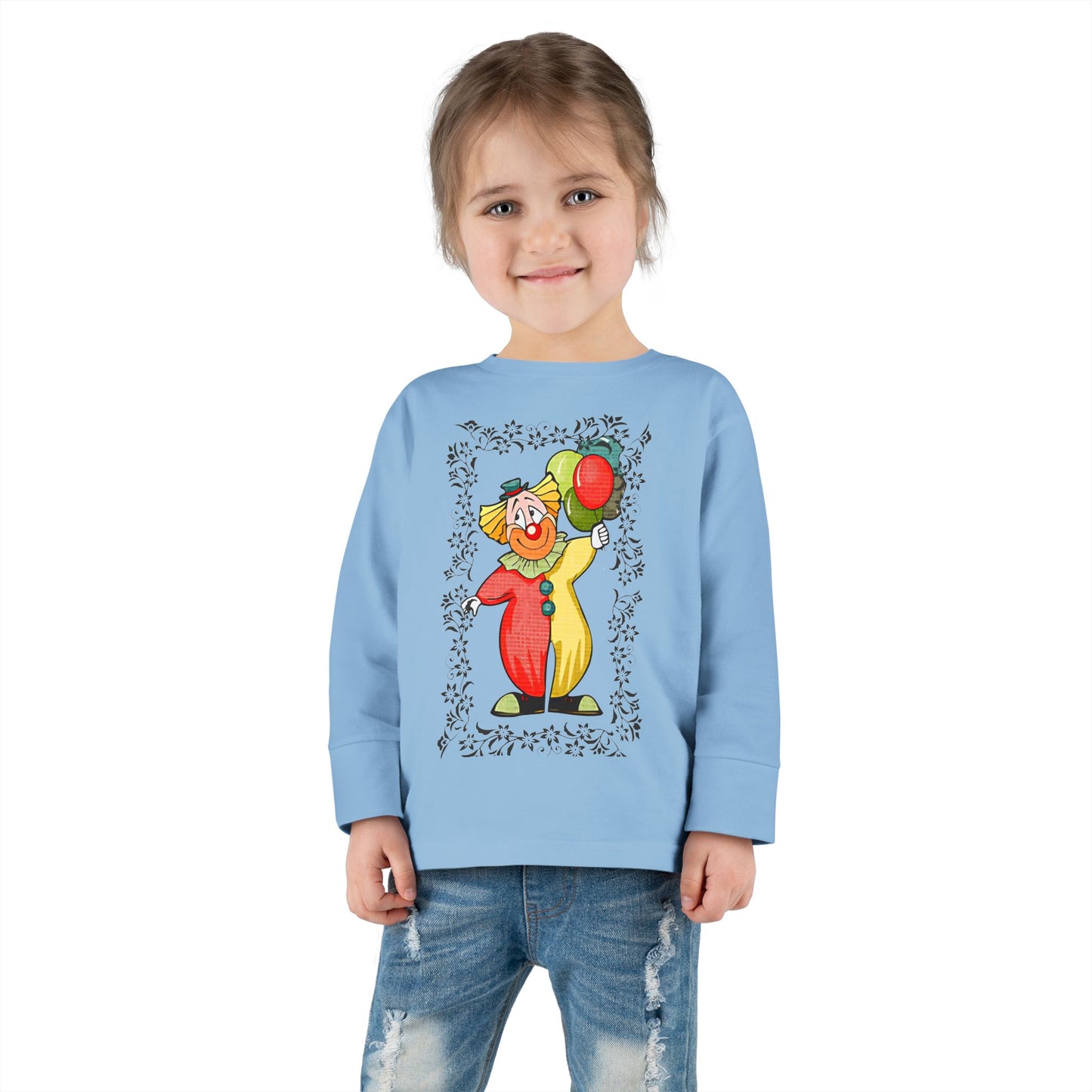 Toddler Long Sleeve Tee bambini clown palloncini colorati