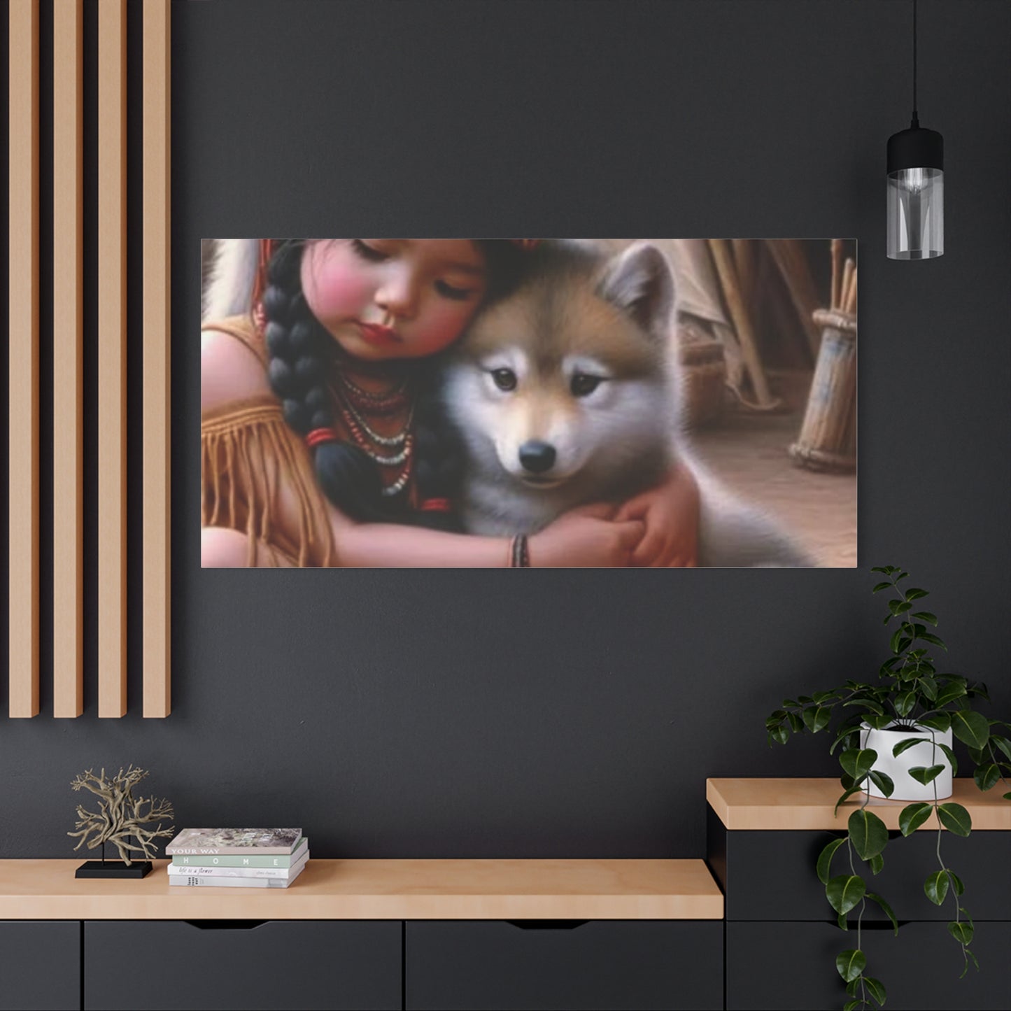 Classic Canvas design wolf puppy indian forest print