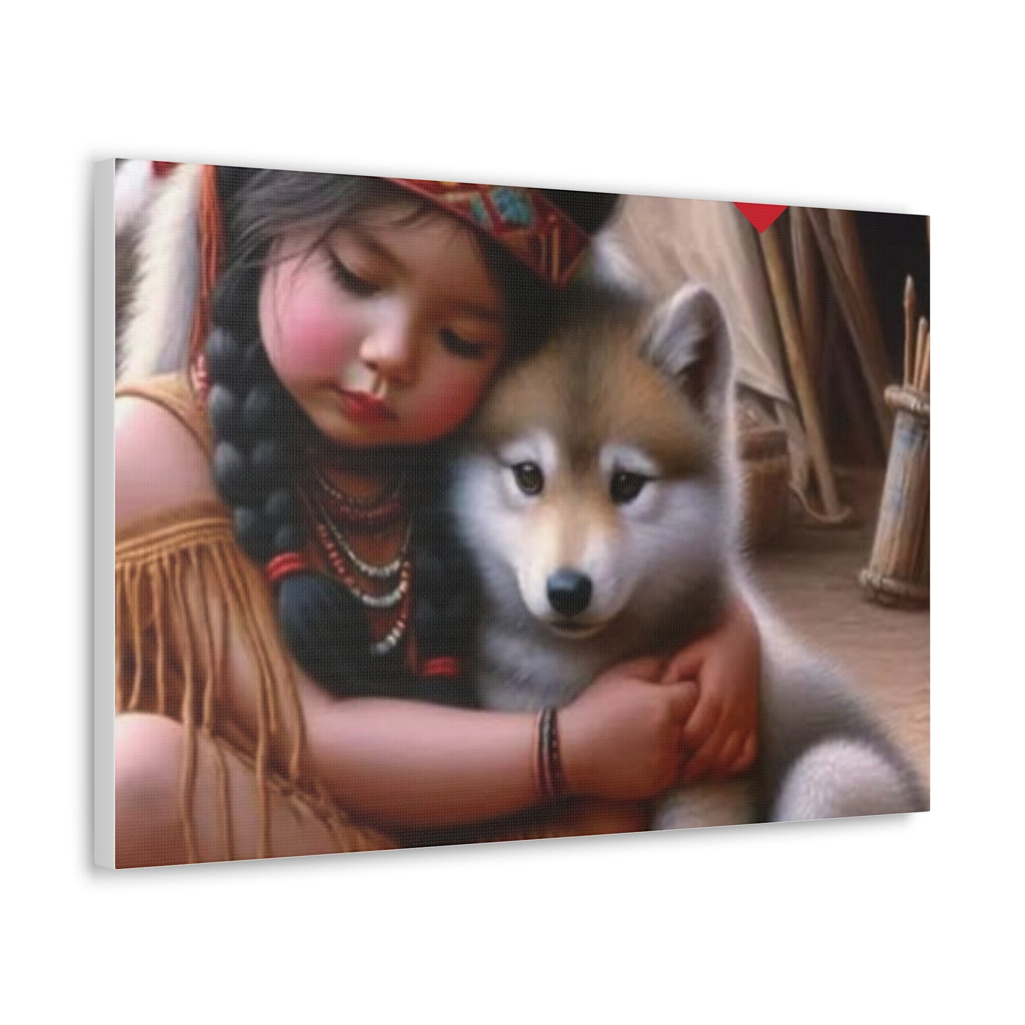 Classic Canvas design wolf puppy indian forest print