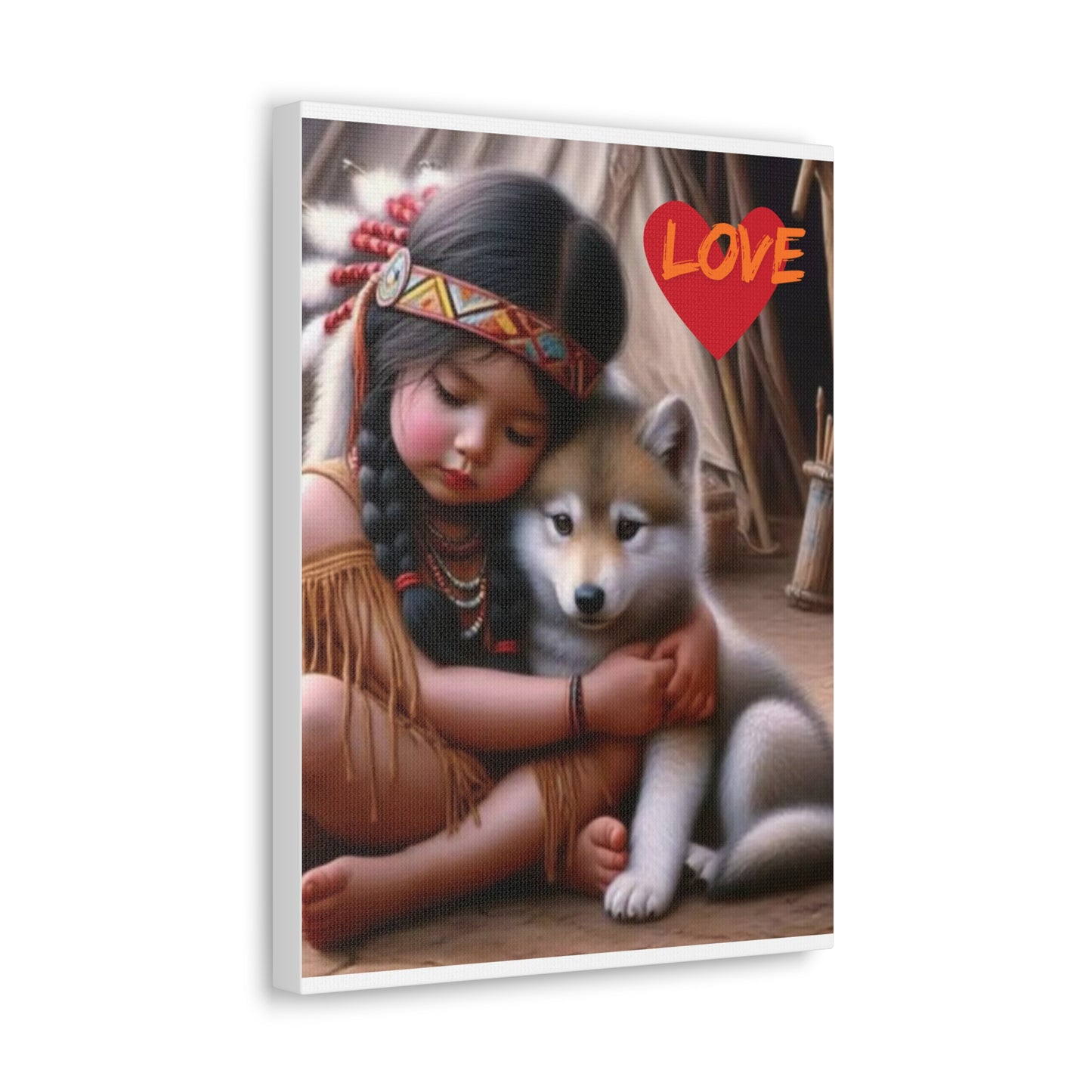 Classic Canvas design wolf puppy indian forest print