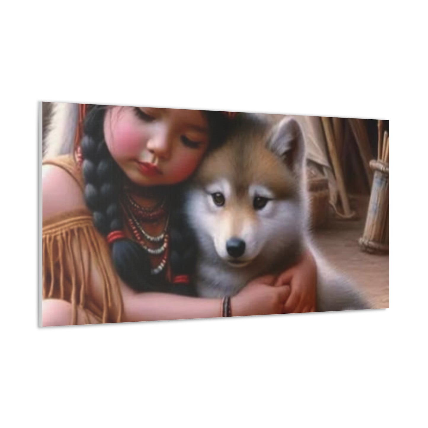 Classic Canvas design wolf puppy indian forest print