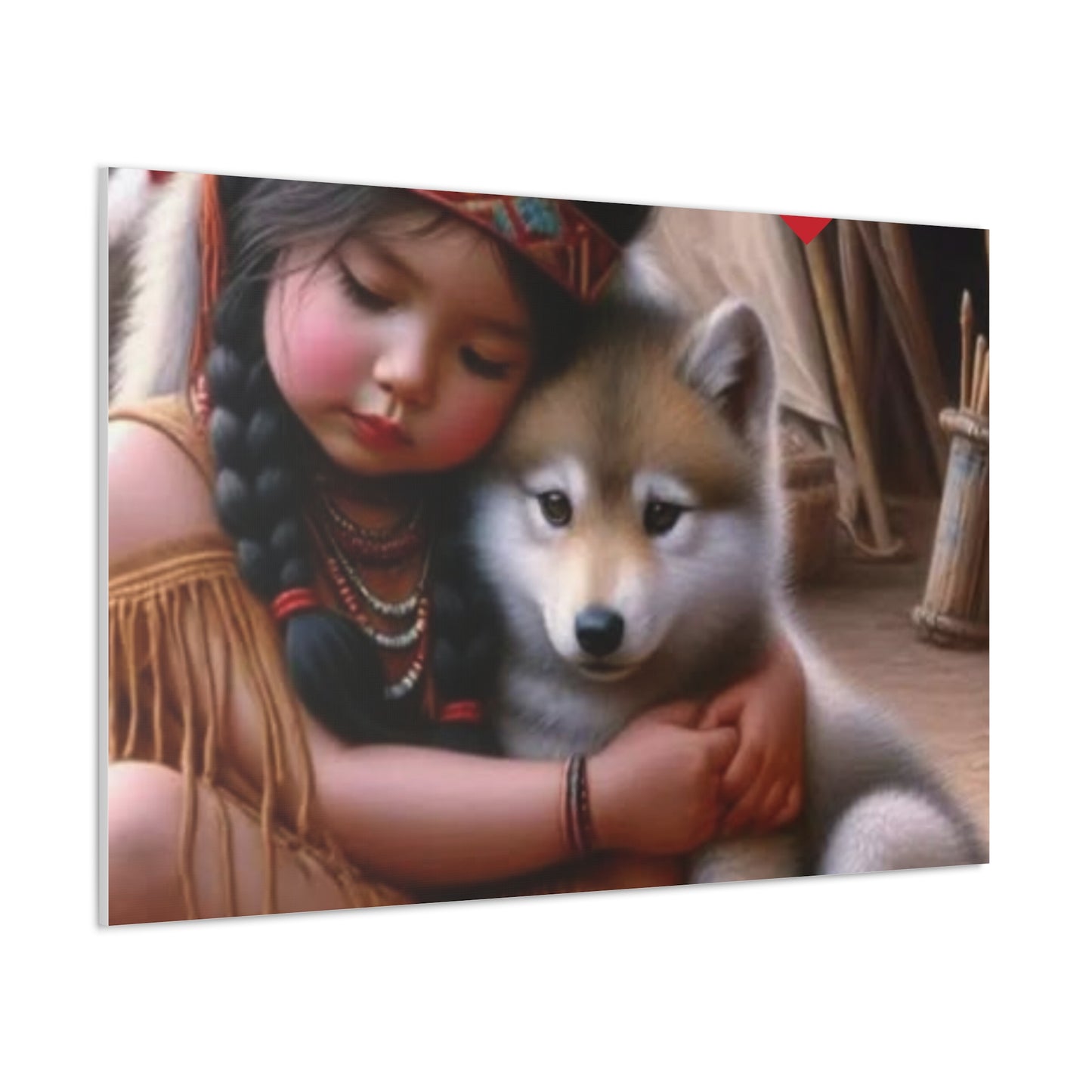 Classic Canvas design wolf puppy indian forest print