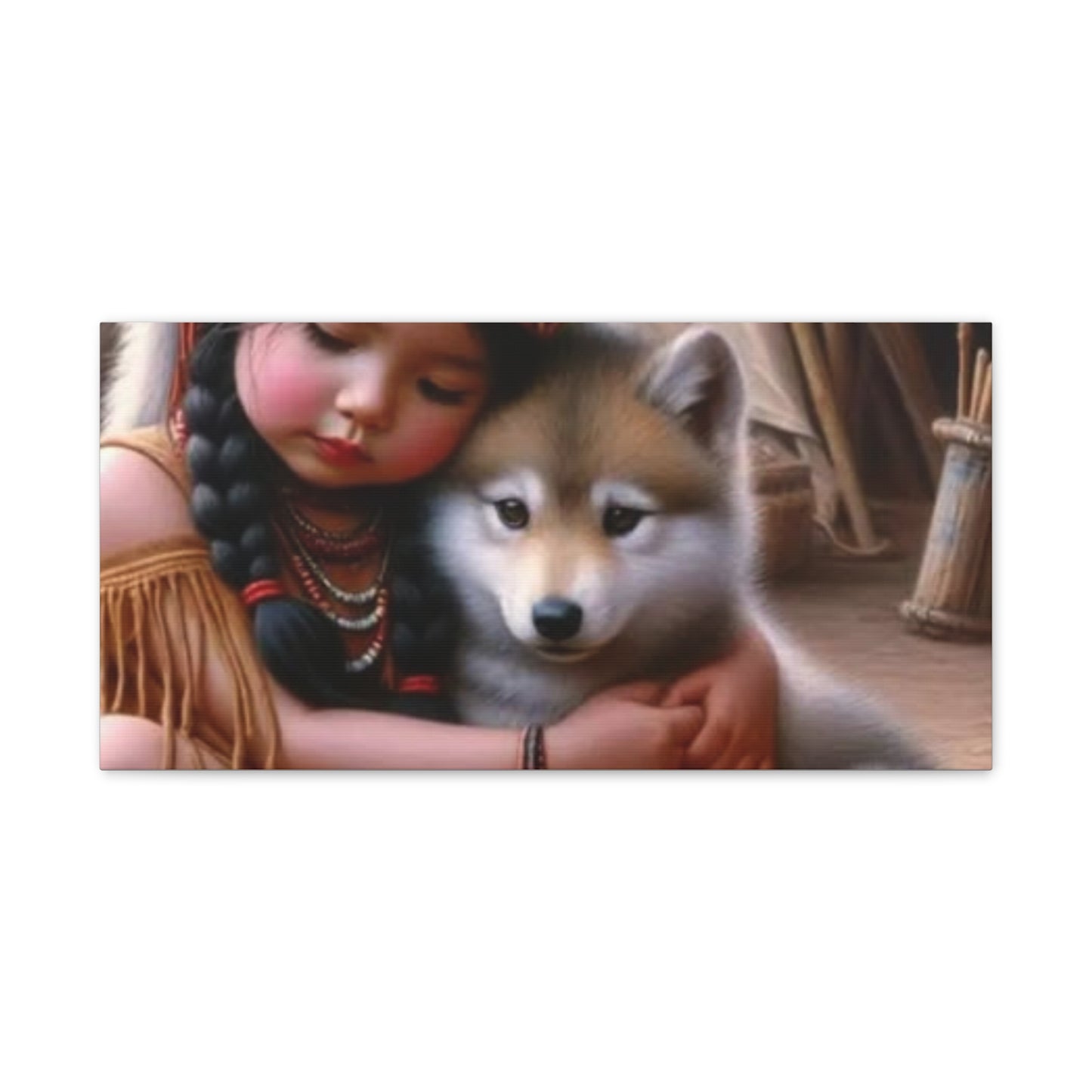 Classic Canvas design wolf puppy indian forest print