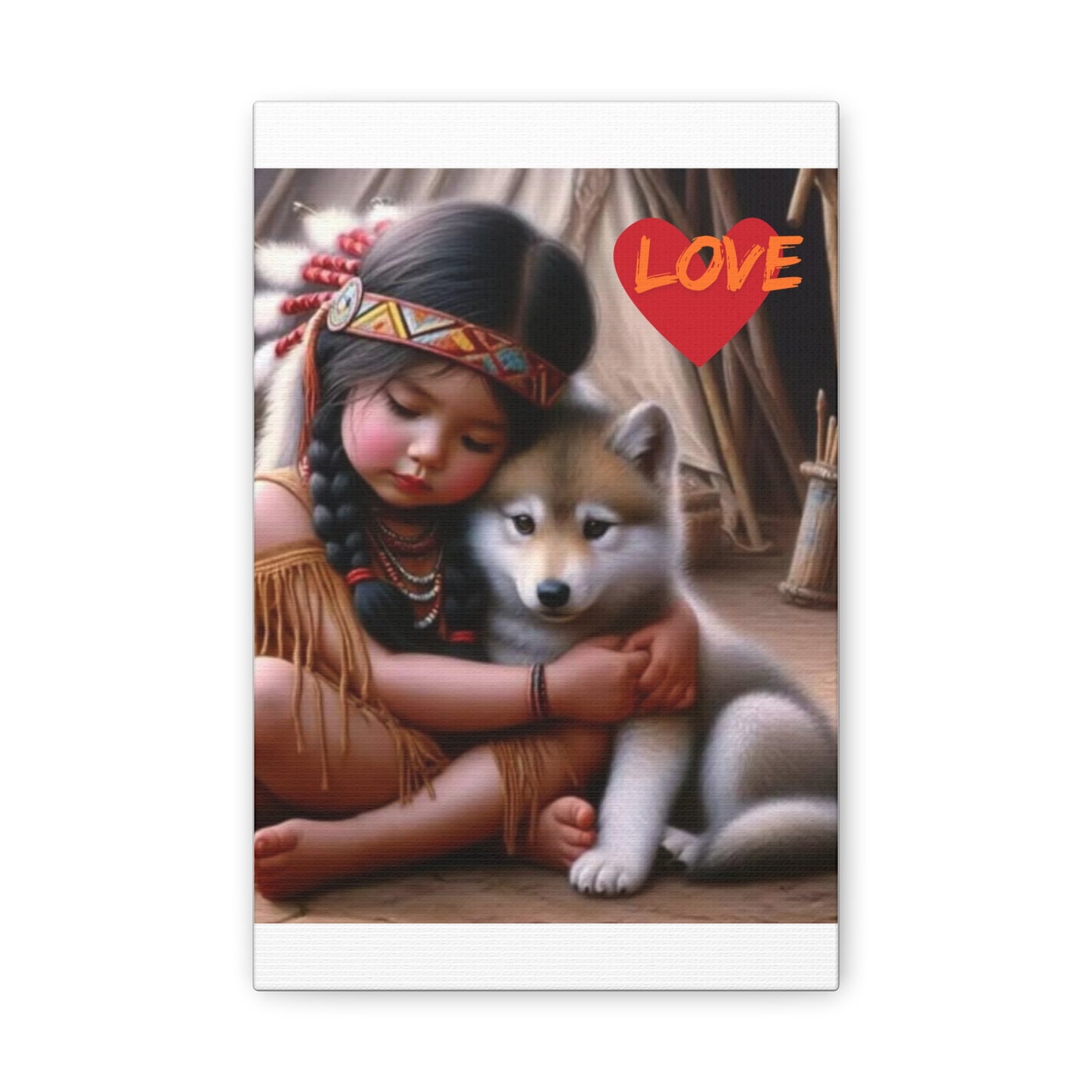 Classic Canvas design wolf puppy indian forest print