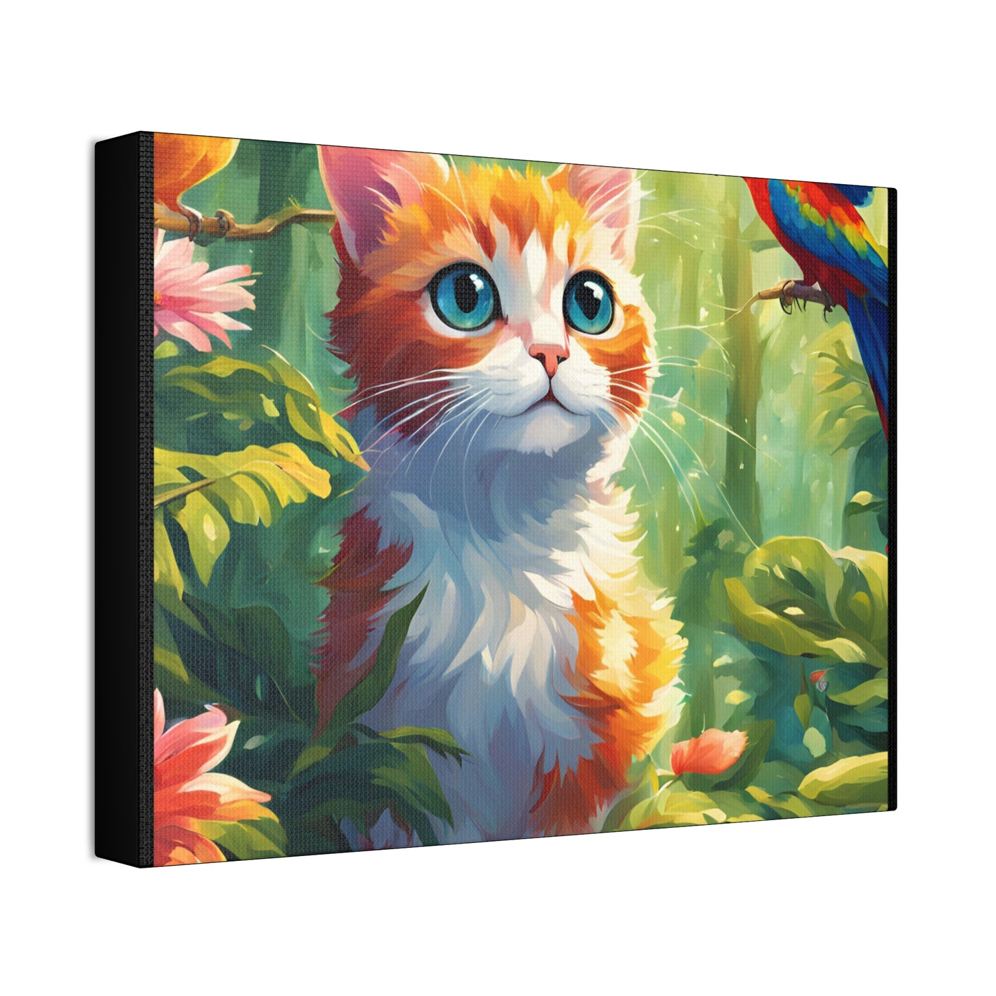 Canvas Stretched, 1.5'' cat parrot flower nature canvas poster