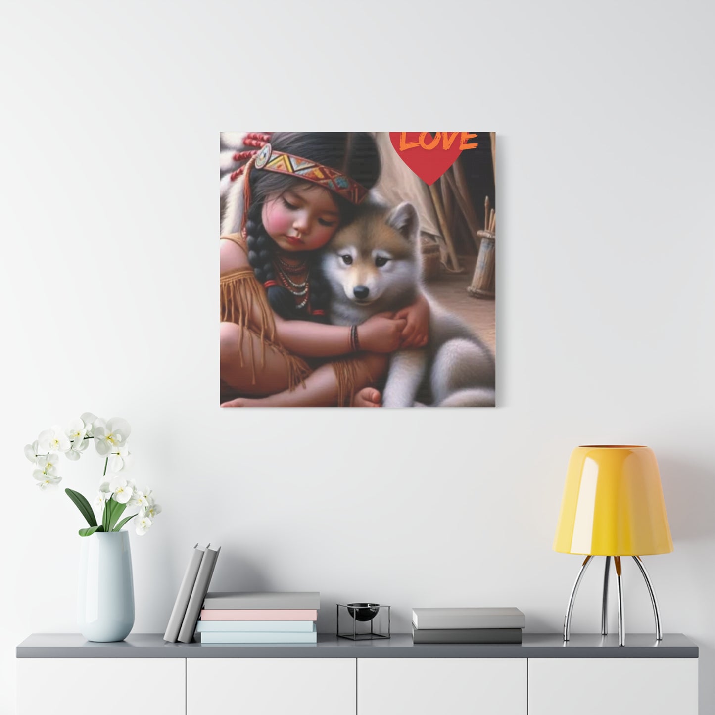 Classic Canvas design wolf puppy indian forest print