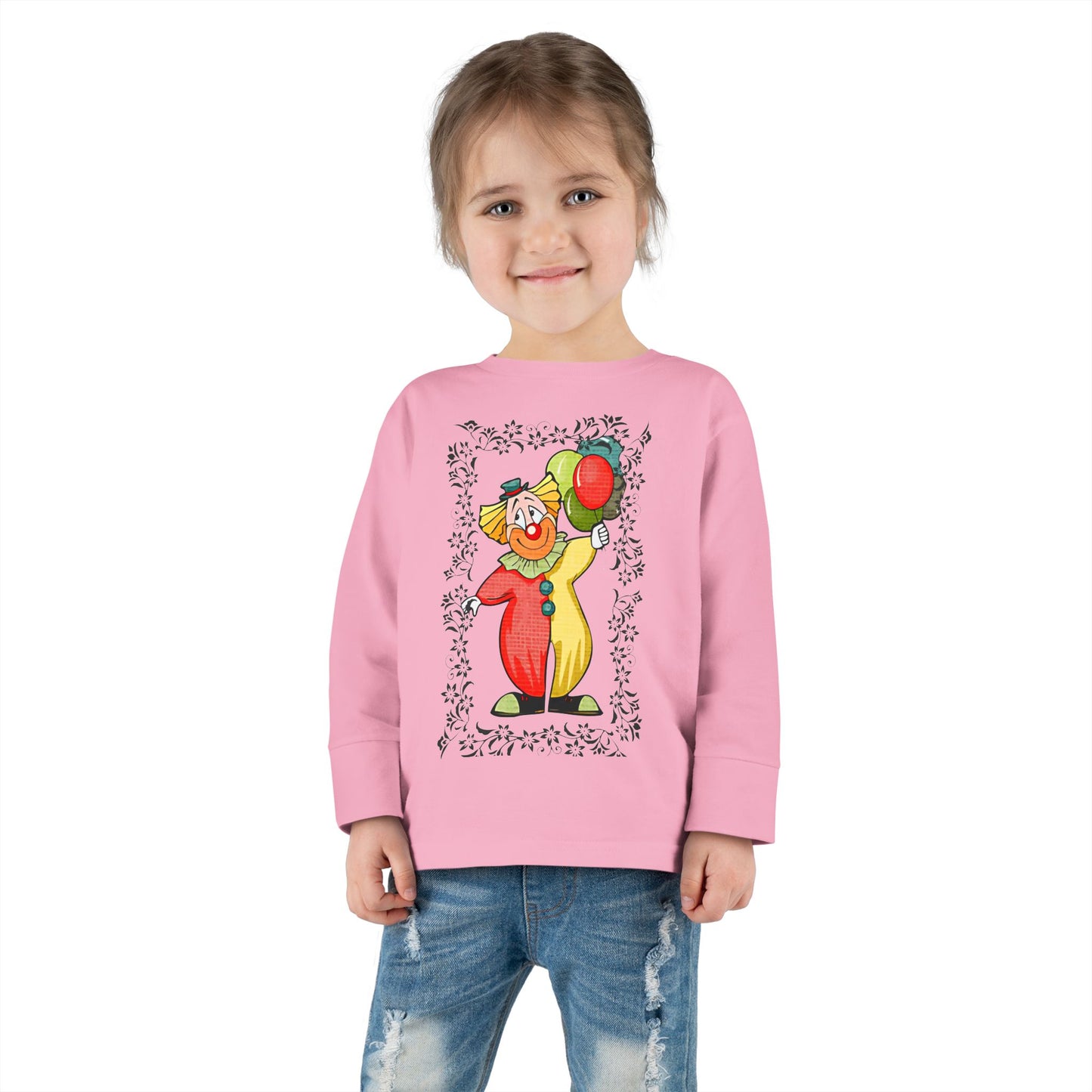 Toddler Long Sleeve Tee bambini clown palloncini colorati