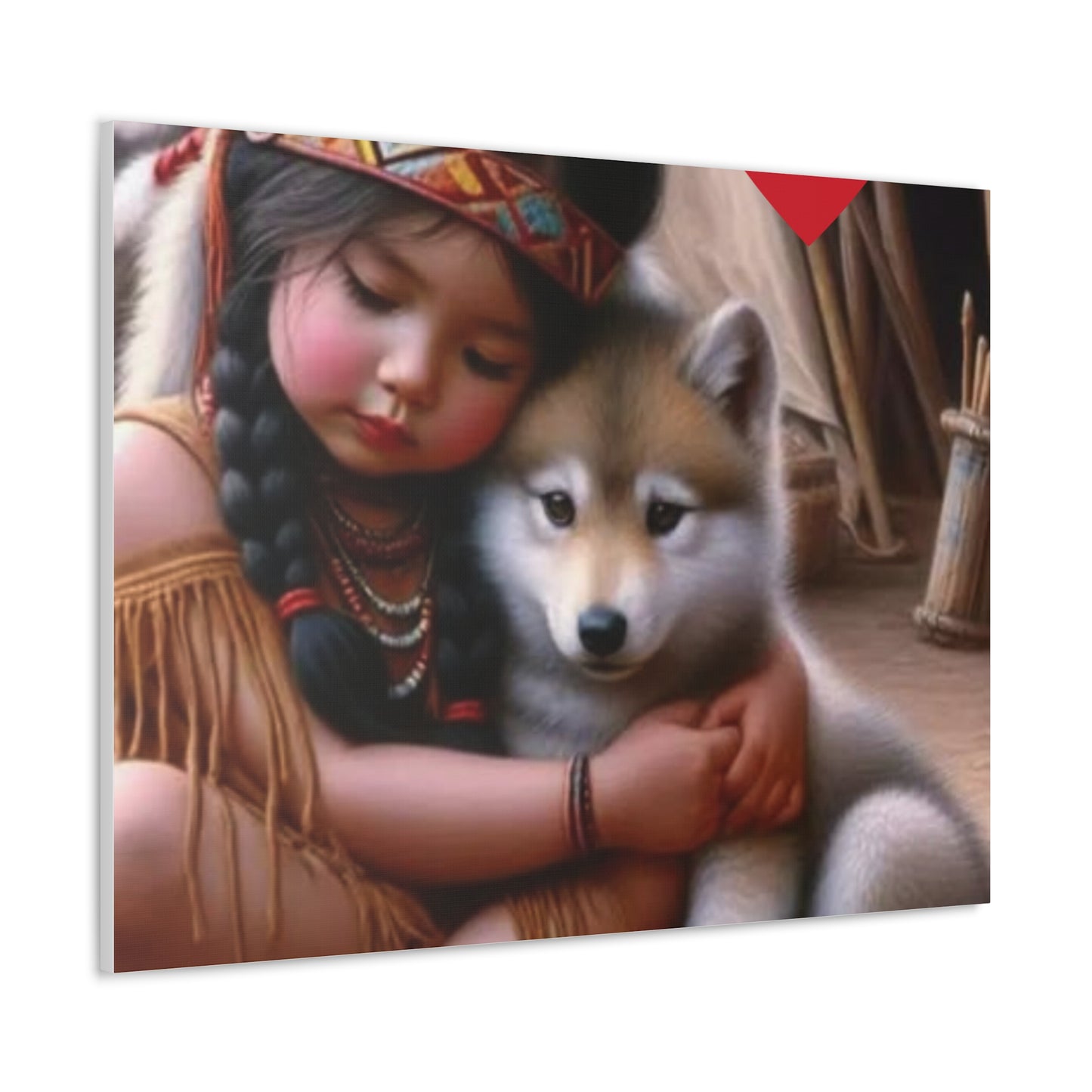 Classic Canvas design wolf puppy indian forest print