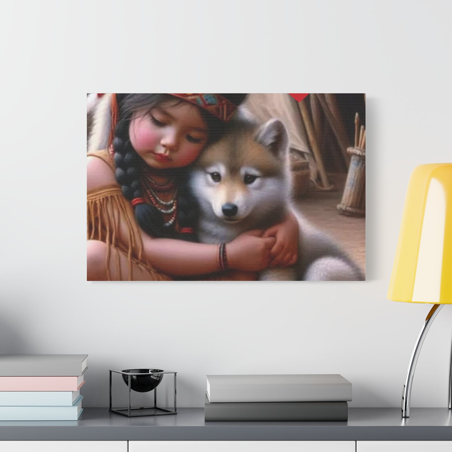 Classic Canvas design wolf puppy indian forest print