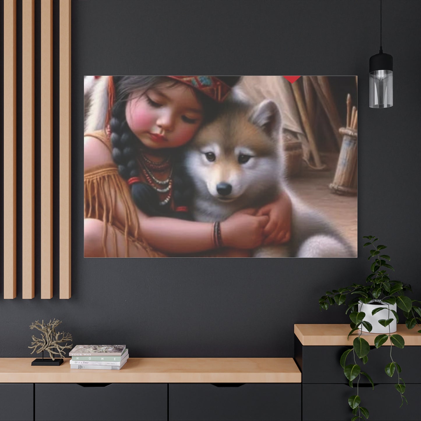 Classic Canvas design wolf puppy indian forest print