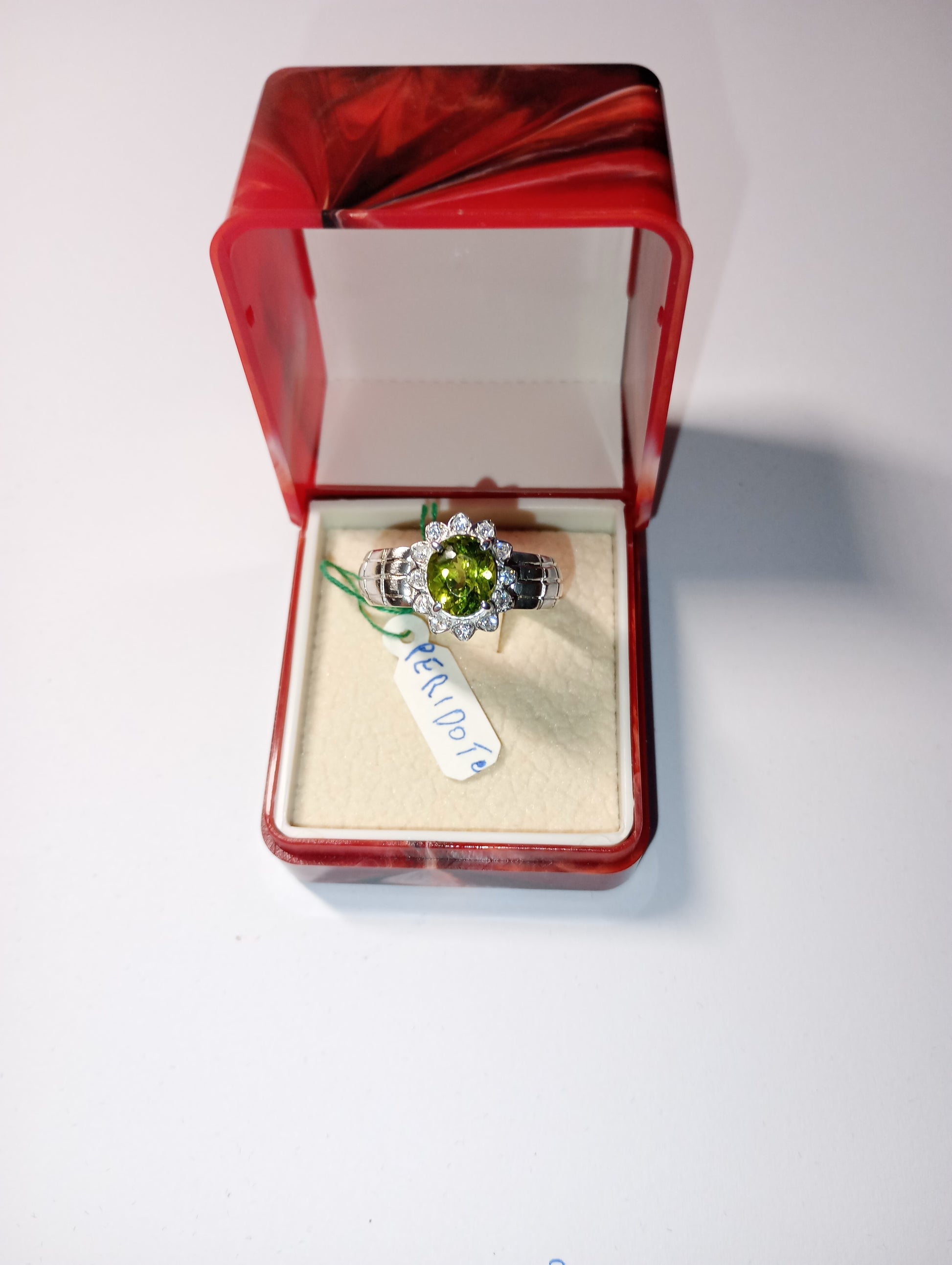 anello oro 18kt argento con peridoto made in italy