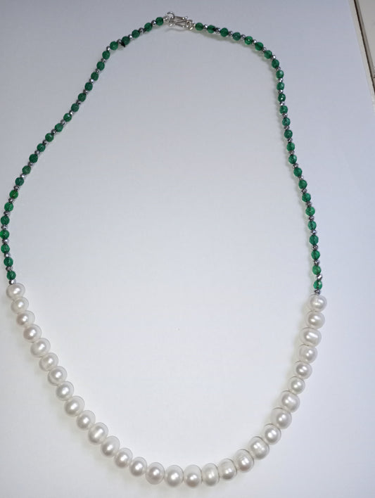 collana agata verde ematite argentata perle argento donna fashion moda made in italy regalo