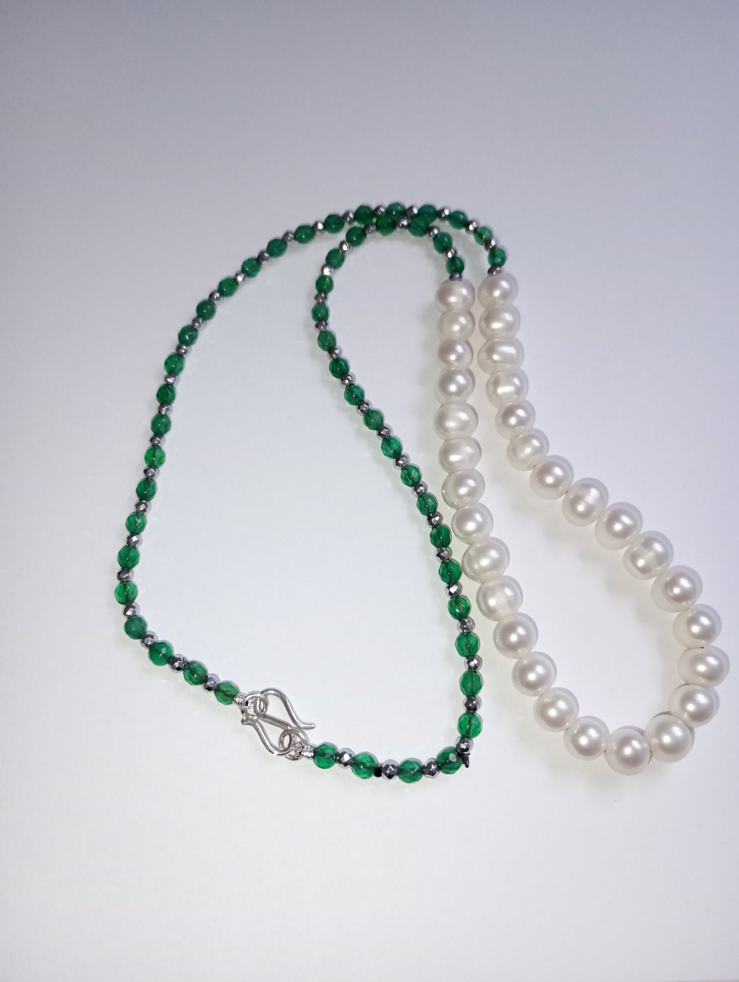 collana agata verde ematite argentata perle argento donna fashion moda made in italy regalo