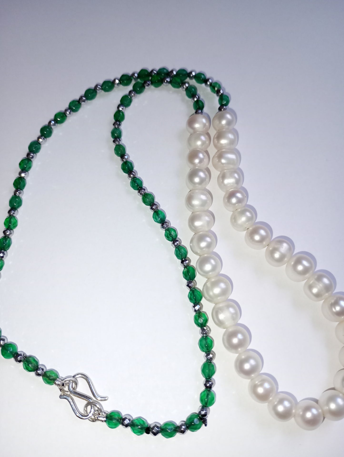 collana agata verde ematite argentata perle argento donna fashion moda made in italy regalo