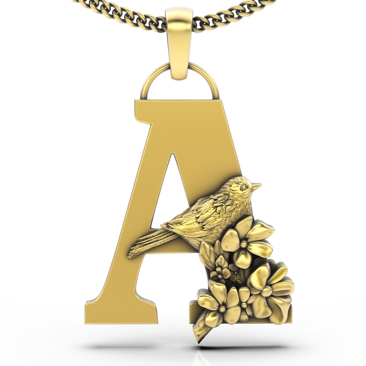 pendente lettera nome uccello in fiore design argento oro 18kt regalo unisex fidanzamento compleanno