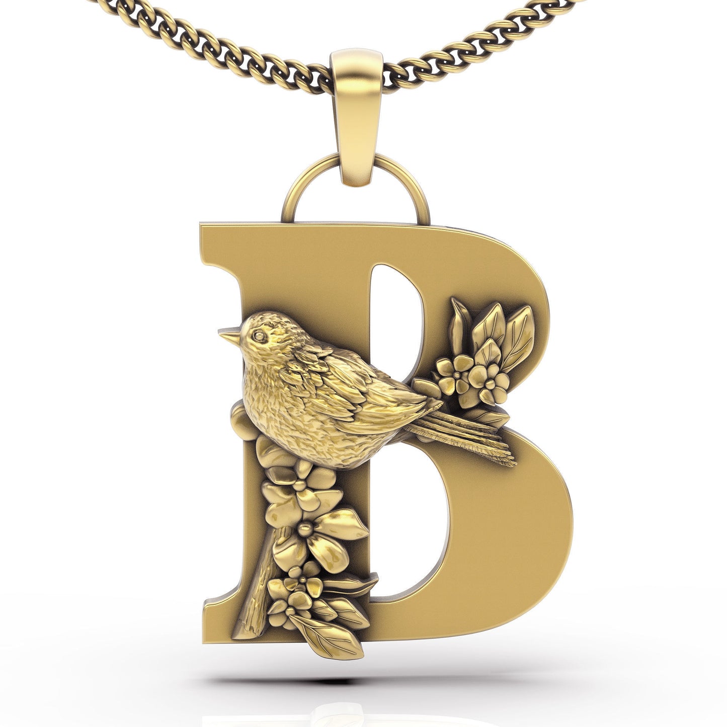 pendente lettera nome uccello in fiore design argento oro 18kt regalo unisex fidanzamento compleanno