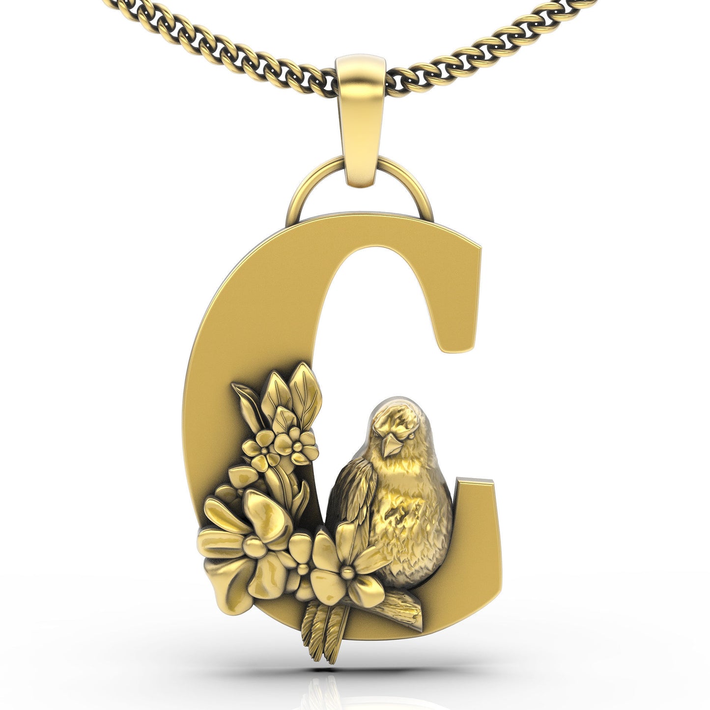 pendente lettera nome uccello in fiore design argento oro 18kt regalo unisex fidanzamento compleanno