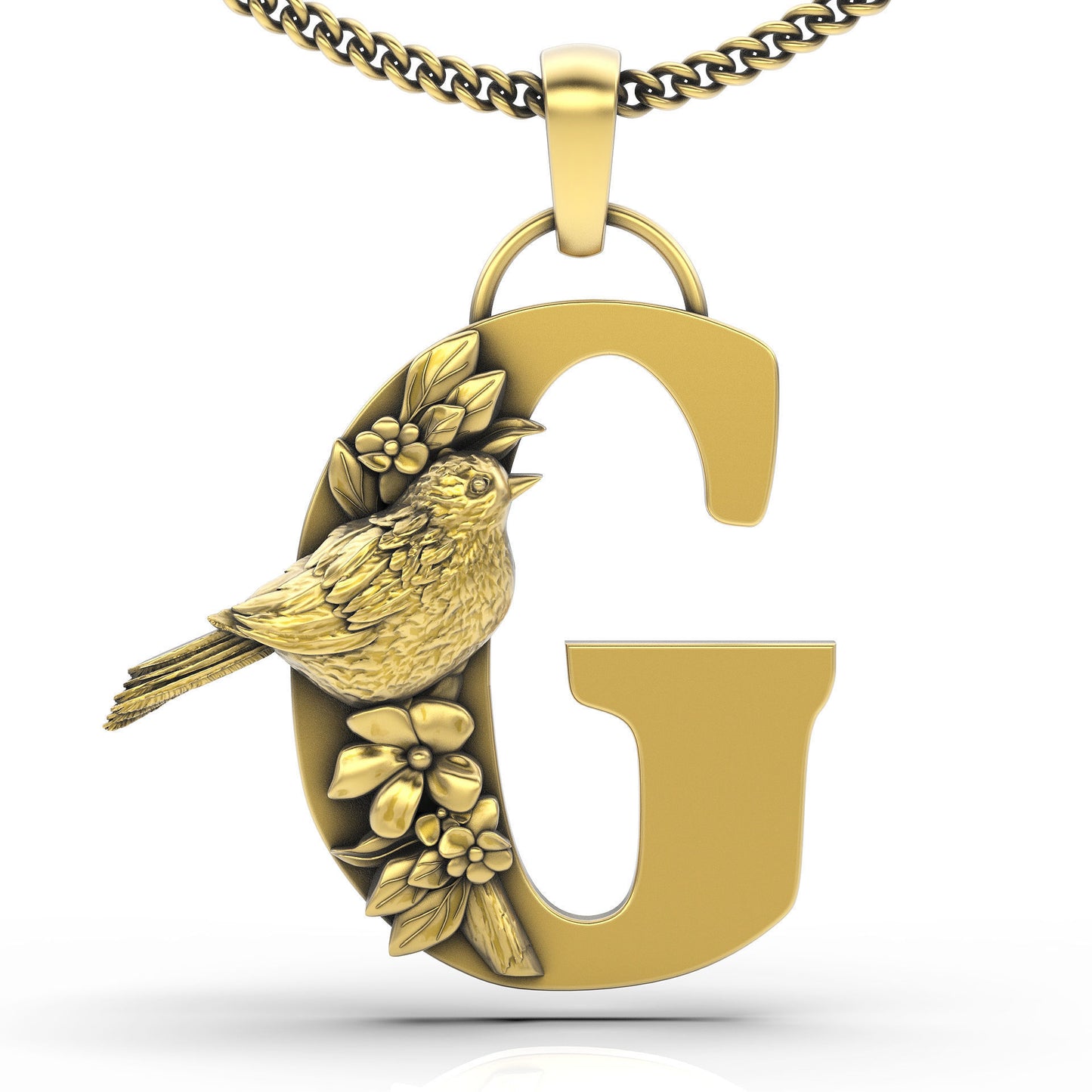 pendente lettera nome uccello in fiore design argento oro 18kt regalo unisex fidanzamento compleanno