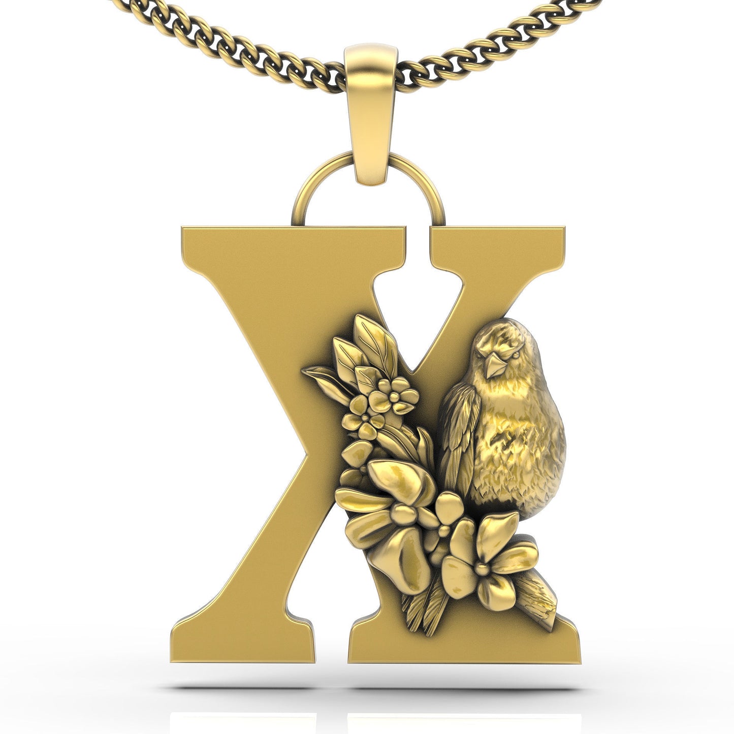 pendente lettera nome uccello in fiore design argento oro 18kt regalo unisex fidanzamento compleanno