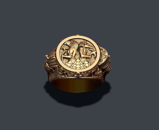 anello egitto faraone anubis argento oro 18kt scultura design prezioso storia