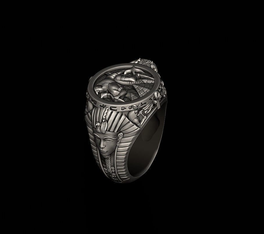 anello egitto faraone anubis argento oro 18kt scultura design prezioso storia