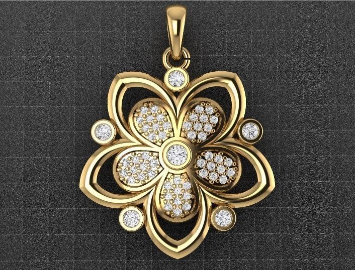 pendente fiore oro 18kt design lusso fashion style prezioso made in italy