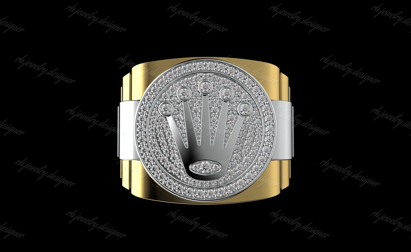 anello rolex corona oro 14kt 18kt con diamanti made in italy