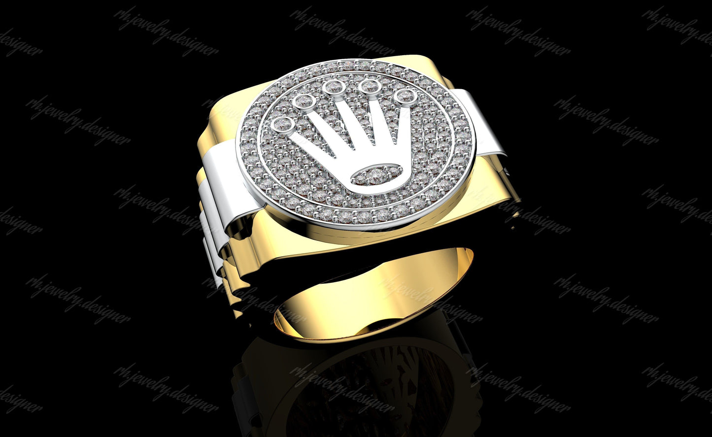 anello rolex corona oro 14kt 18kt con diamanti made in italy