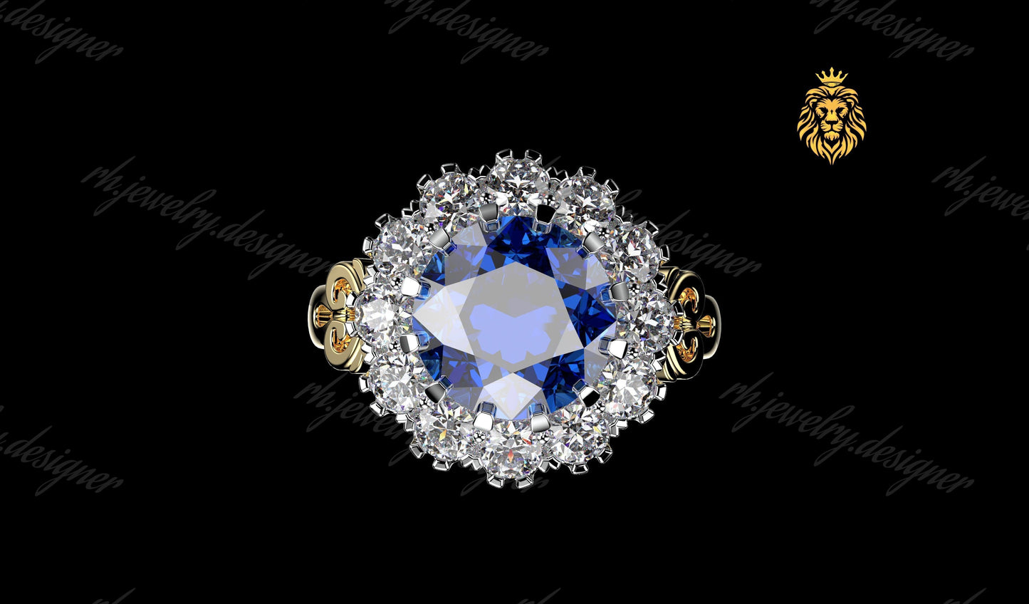 anello oro 18kt stile con topazio blu e diamanti donna made in italy regalo fashion moda